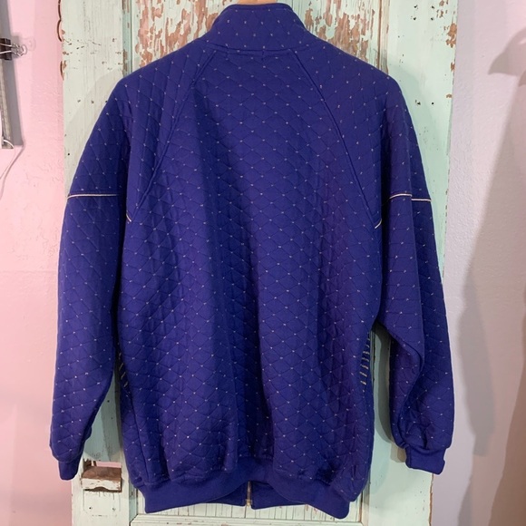 Women’s vintage Euro Joy blue and gold quilted zip up jacket with pockets - Picture 2 of 6